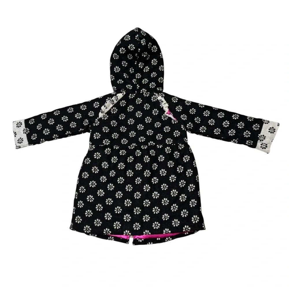 Penelope Mack Girl's Size 5 Full Zip Jacket Hooded Plush Lined Floral Print